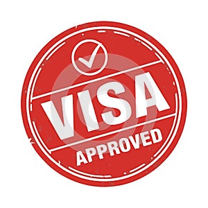 Red Circular Stamp with White V I S A P R O V E D Text and Checkmark visa approved