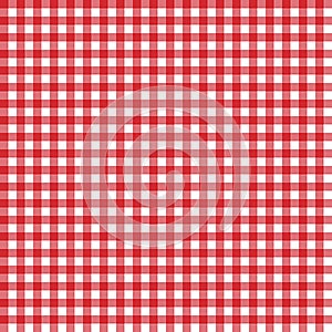 Red classic checkered table cloth texture, background with copy space. Pattern for card or banner.