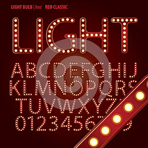 Red Classic Light Bulb Alphabet and Digit Vector