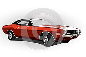 Red classic muscle car