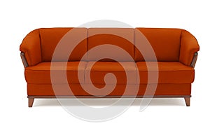 Red classical genuine leather sofa.