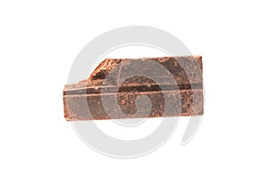 Red clay brick deduct on white background
