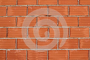 Red clay brick wall construction airbrick