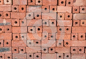 Red clay bricks for construction