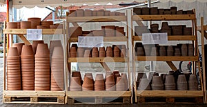 Red clay pots on display