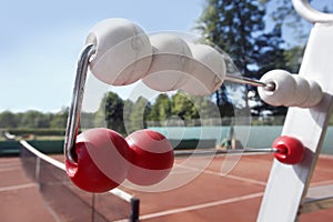 Red clay's tennis court with net