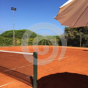 Red clay tennis court