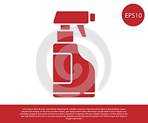Red Cleaning spray bottle with detergent liquid icon isolated on white background. Vector Illustration