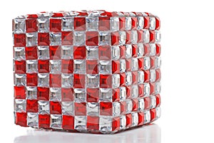 Red and clear mirror cube