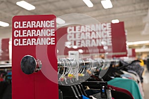 Clearance sale sign in store