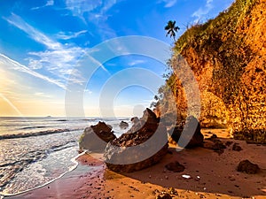 Red cliff beach or Pha Daeng in Ao Thung Sarng Bay, Chumphon, Thailand
