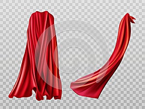 Red cloaks set. Silk flattering capes design. photo