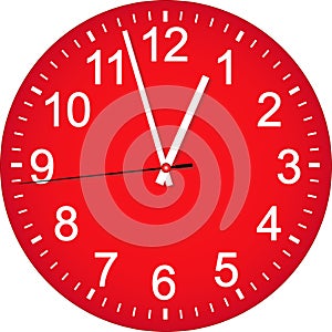 Red clock dial.