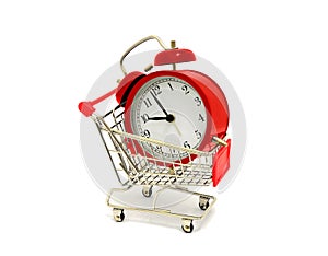 Red Clock and Shopping Cart