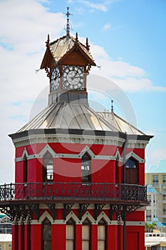 Red clock tower in Cape Town, South Africa