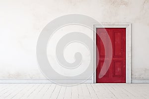 red closed door white wall AI generated