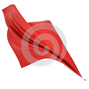 Red cloth flowing in the wind on white background