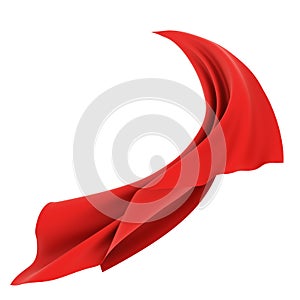 Red cloth in motion on white background