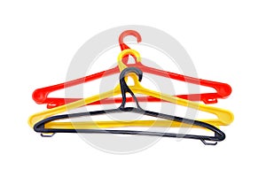 Red clothes hanger. Isolated