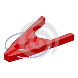 Red clothes pin icon, isometric style