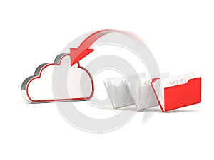 Red cloud drive icon with folders