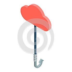 Red cloud phishing icon, isometric style