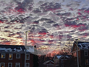 Red Clouds Sunset in the Neighborhood in January