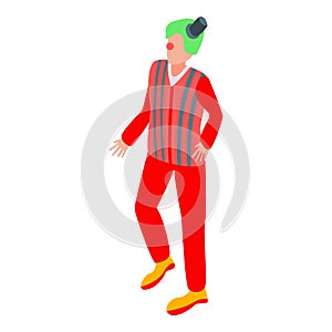 Red clown icon, isometric style