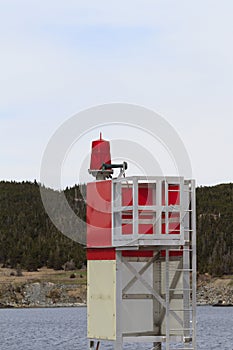 Red coastal navigation marker
