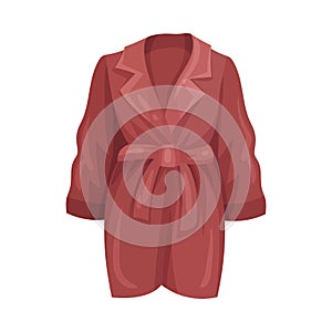 Red Coat with Collar and Belt Vector Illustration