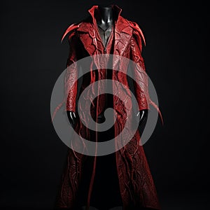 Red Coat With Leather Wings: Polished Metamorphosis Style