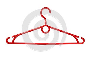 Red coathanger is on white, coat hangers is as single object, re photo