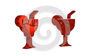 Red Cocktail and alcohol drink icon isolated on transparent background.