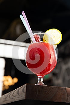 Red cocktail. Glass of Garibaldi cocktail