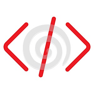 Red code icon on white background. flat style. red code icon for your web site design, logo, app, UI. coding symbol. coding