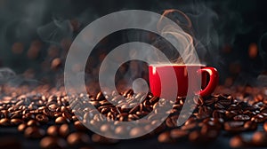 The red coffee cup.AI generated image photo