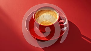 A red coffee cup.AI generated image