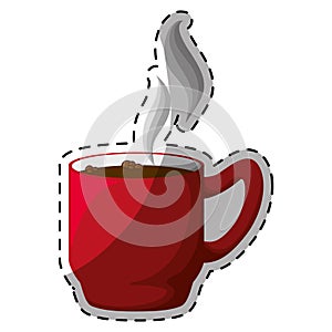 Red coffee cuppa with steam design
