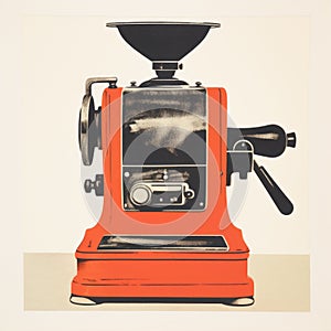 Red Coffee Grinder: A Pop Art Silkscreening Inspired Table Accessory