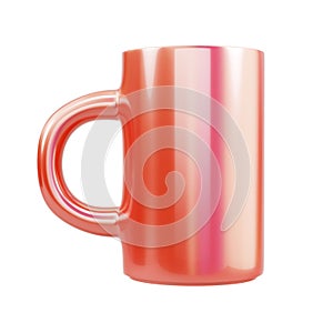 Red coffee mug isolated on white background