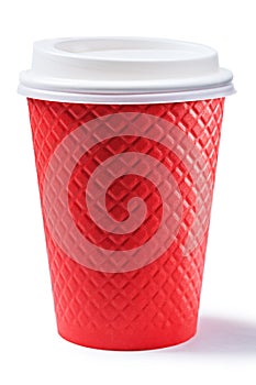 Red coffee papercup isolated on wite