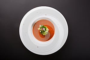 Red cold tomato spanish gaspacho soup