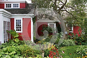 Red colonial American house