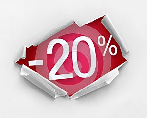 Red color 20 percent discount message