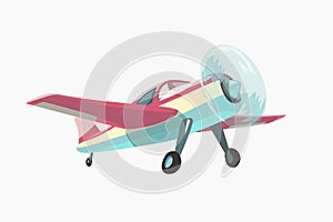 a red color cartoon style small aircraft