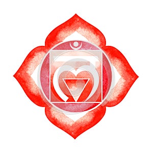 Red color of chakra symbol root concept, flower floral