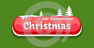 Red Color Christmas Button Vector Illustration