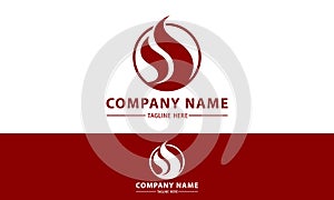 Red Color Flame Circle Logo Design