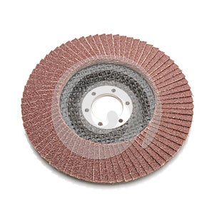 Red color flap abrasive disc.