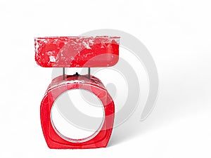 Red color flour scale isolated white background
